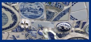 cracked delft pottery in a mosaic