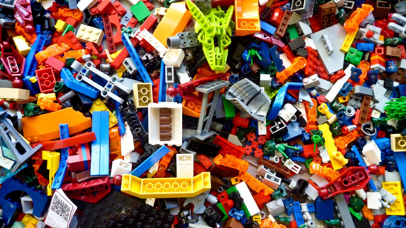 colourful building blocks in a pile